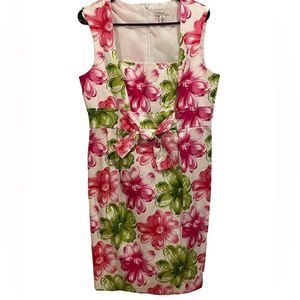 Kim Rogers | Dresses | Kim Rogers Pink Green Retro Floral Square Neck  Business Casual Formal Dress | Poshmark